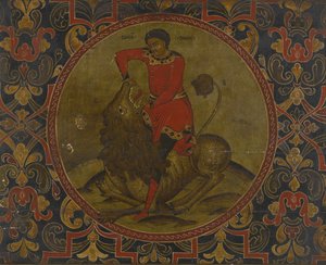 Samson Fighting the Lion, Early 18th Century by Anonymous Russian icon painter