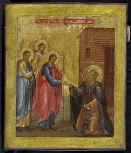 The Apparition of the Holy Trinity to Saint Alexander Svirsky, 19th century by Anonymous Russian icon painter