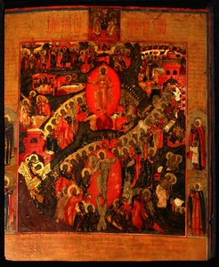 The Descent into Hell, with Selected Saints by Anonymous Russian icon painter