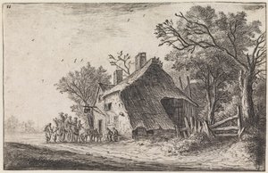 The Arrival of the Travelers at the Inn (No.2 from a series of 12 prints) by Anthonie Waterloo