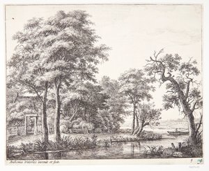 Flood Landscape with Man in a Dinghy by Anthonie Waterloo