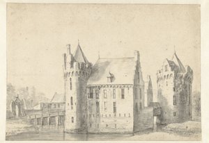 View of the Sjaerdemaslot in Franeker by Anthonie Waterloo
