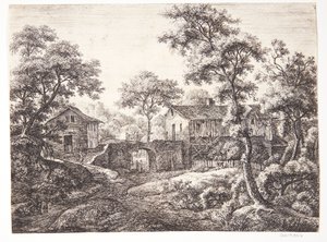Village with a City Gate by Anthonie Waterloo