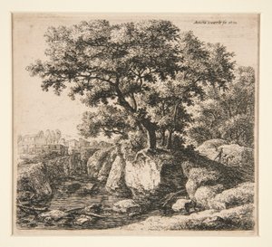 Landscape with Man Driving a Donkey by Anthonie Waterloo