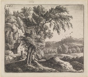 Landscape with House by Cliff by Anthonie Waterloo