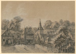 Millwork and Village by a Pond by Anthonie Waterloo