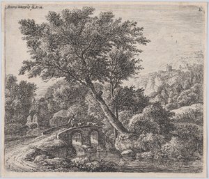 Shepherd on a Small Bridge, 17th century by Anthonie Waterloo