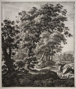 Six Large Upright Landscapes with Scenes from the Old Testament: Hagar Comforted by the Angel by Anthonie Waterloo