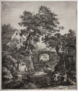 Six Large Upright Landscapes with Scenes from the Old Testament: Zipporah Circumcising Her Son by Anthonie Waterloo