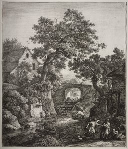 Six Large Upright Landscapes with Scenes from the Old Testament: Zipporah Circumcising Her Son by Anthonie Waterloo
