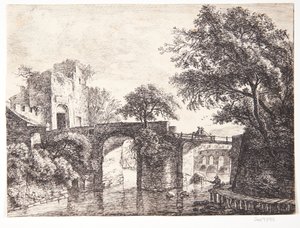 Stone Bridge over a River by Anthonie Waterloo