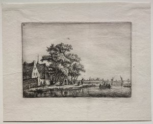Twelve Landscapes: Plate B, The Cemetery by the Canal by Anthonie Waterloo