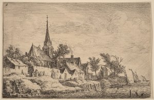 Village Steeple at the Seaside by Anthonie Waterloo