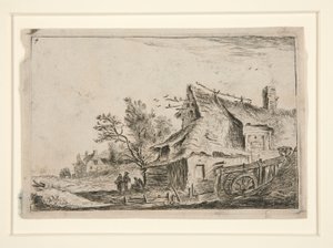 Village with a Watermill, from a set of 12 landscape etchings by Anthonie Waterloo