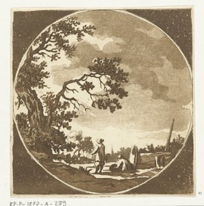 Landscape with Two Walkers by Anthonie van den Bos
