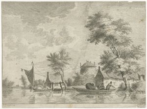 River Landscape with a Haystack by Anthonij van der Haer