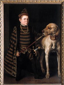 Portrait of the dwarf of Cardinal Granvelle, Minister of Charles V. Painting by Anthonis Moor Van Dashorst Anthonis dit Antonio Moro. 16th century.