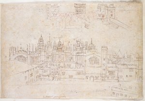 Studies of Palace of Oatlands and Hampton Court by Anthonis van den Wyngaerde