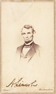 Abraham Lincoln, signed carte-de-visite