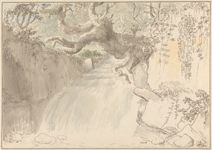 Waterfall and Tree Trunk by Anthony Devis