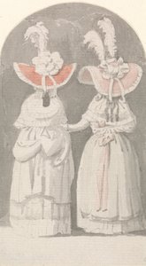 Two Ladies Wearing Extravagant Plumed Hats