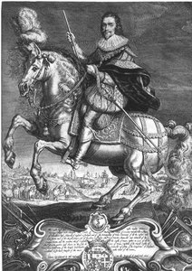 Equestrian Portrait of George Villiers (1592-1628) 1st Duke of Buckingham, engraved by Willem de Passe (1598-1637) 1625