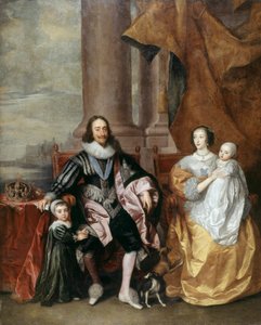 Charles I, Queen Henrietta and Two of their Eldest Children by Anthony van (follower of) Dyck