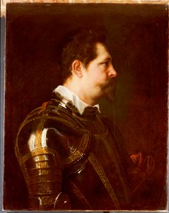 Portrait of a General, Bust Length, in Damascened Armour with White Collar and Red Sash by Anthony van Dyck