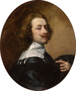 Self-Portrait with Upturned Mustache and Raised Left Hand by Anthony van Dyck