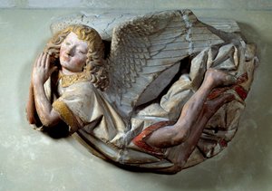 Flying Angel Relief in Polychrome Limestone (1490)