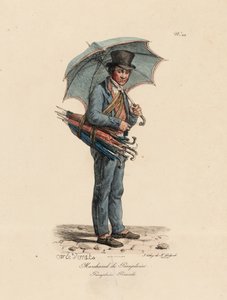 The Umbrella and Parasol Seller, number 23 from The Cries of Paris series, engraved by Francois Seraphin Delpech