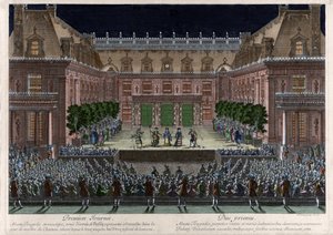 Representation, in the marble courtyard of the castle of Versailles, of 