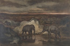 Elephants by a Pool by Antoine Louis Barye