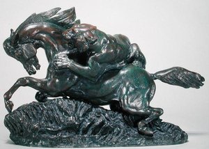 Horse Surprised by a Tiger by Antoine Louis Barye