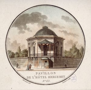 Pavilion of the Hotel Bergeret, Paris. In picturesque views of the main buildings of Paris by Antoine Louis Francois Sergent Marceau