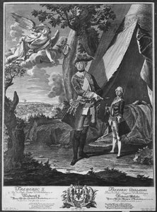 Frederick II and His Nephew Frederick William II, Engraved by Johann Probst by Antoine Pesne