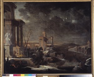 Landscape of Ancient Ruins at Dawn