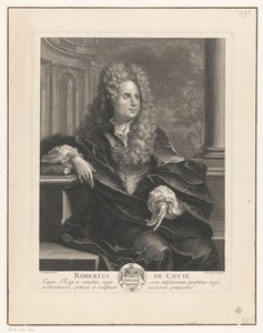 Portrait of Robert de Cotte, Leaning on a Book in Classical Architecture by Antoine Trouvain