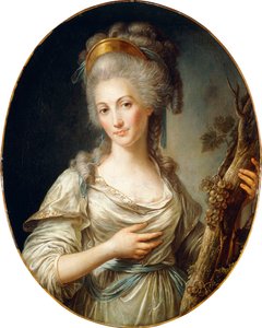 Portrait of a Lady Said to be the Princess de Lamballe, Standing Three-Quarter Length, Wearing a White Dress with a Blue Sash