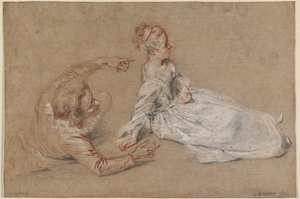 A Man Reclining and a Woman Seated on the Ground