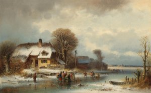 Winter Landscape with Ice Skaters