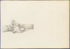 Presumed Portrait of Sultana Hadigé seated on a sofa by Anton Ignaz Melling