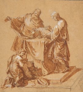 A High-Priest, the Prophetess Anna and a Kneeling Boy around a Table, 1745 by Anton Kern