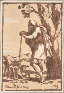 Elderly Shepherd Leaning on a Staff