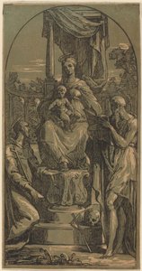 Madonna and Child Enthroned, Saint Jerome and Saint Francis by Anton Maria Zanetti I, after Parmigianino