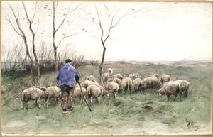 A Shepherd and His Flock by Anton Mauve
