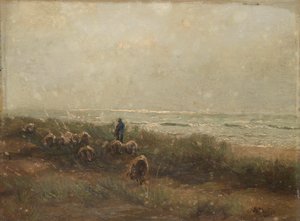 Landscape with a Shepherd by the Sea by Anton Mauve