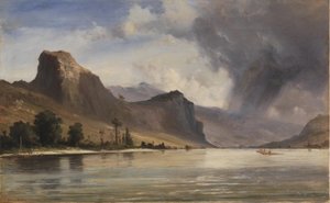 Coastal Landscape with Mountains. A Storm Brewing