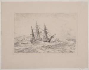 A Frigate Ship off the Norwegian Coast by Anton Melbye