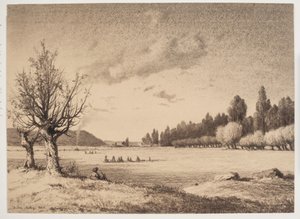 Open Landscape with a Wood in the Distance. Burgundy by Anton Melbye
